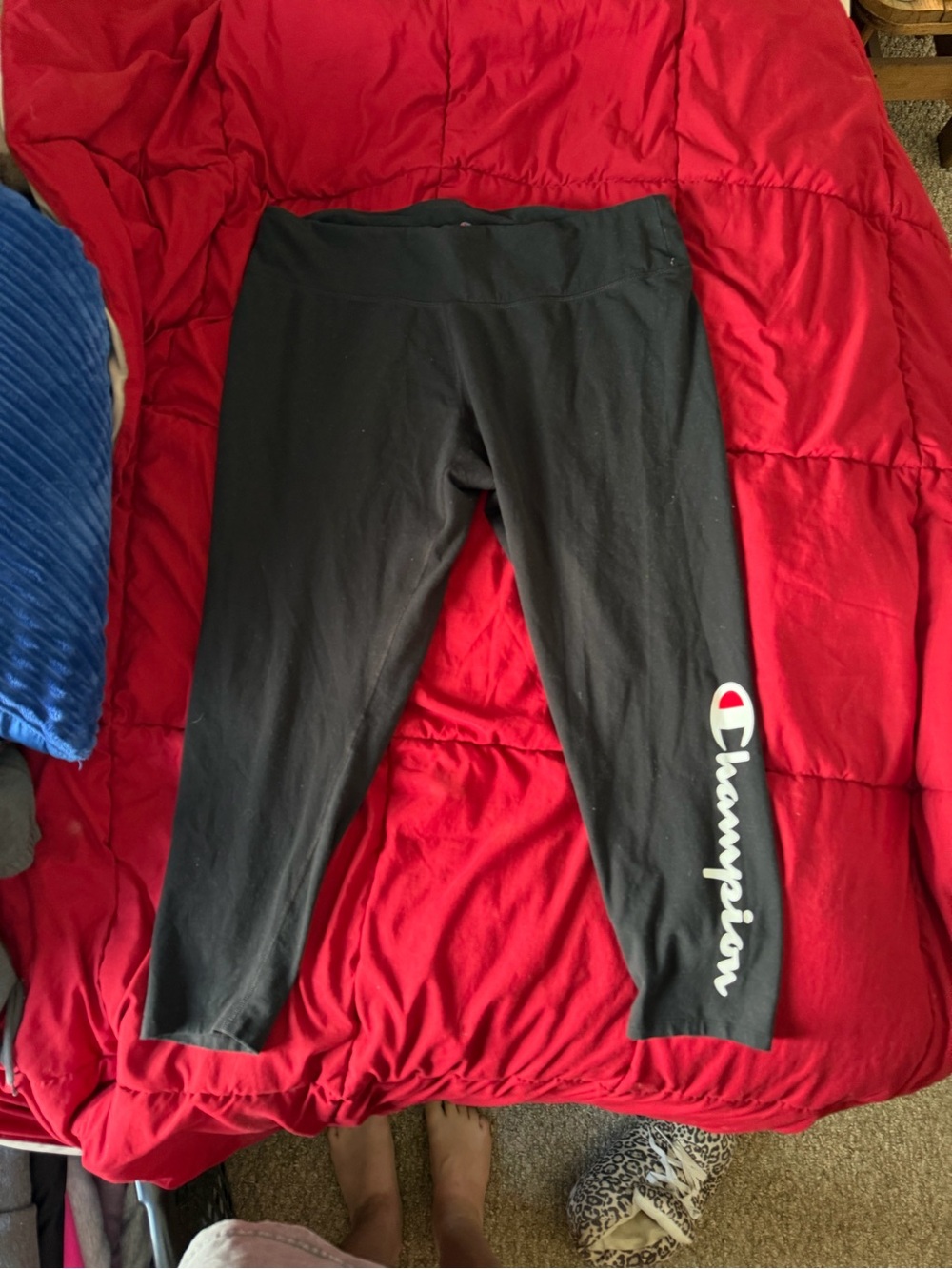 Champion Kids' Black Logo Leggings